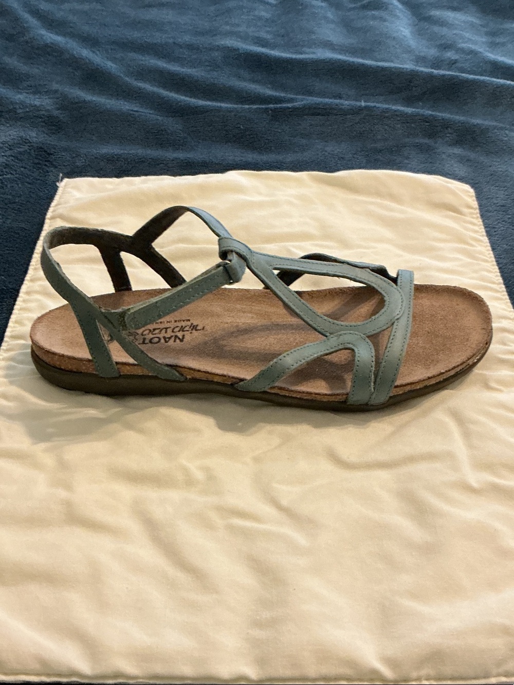 Naot Strappy Leather Sandal in Aqua